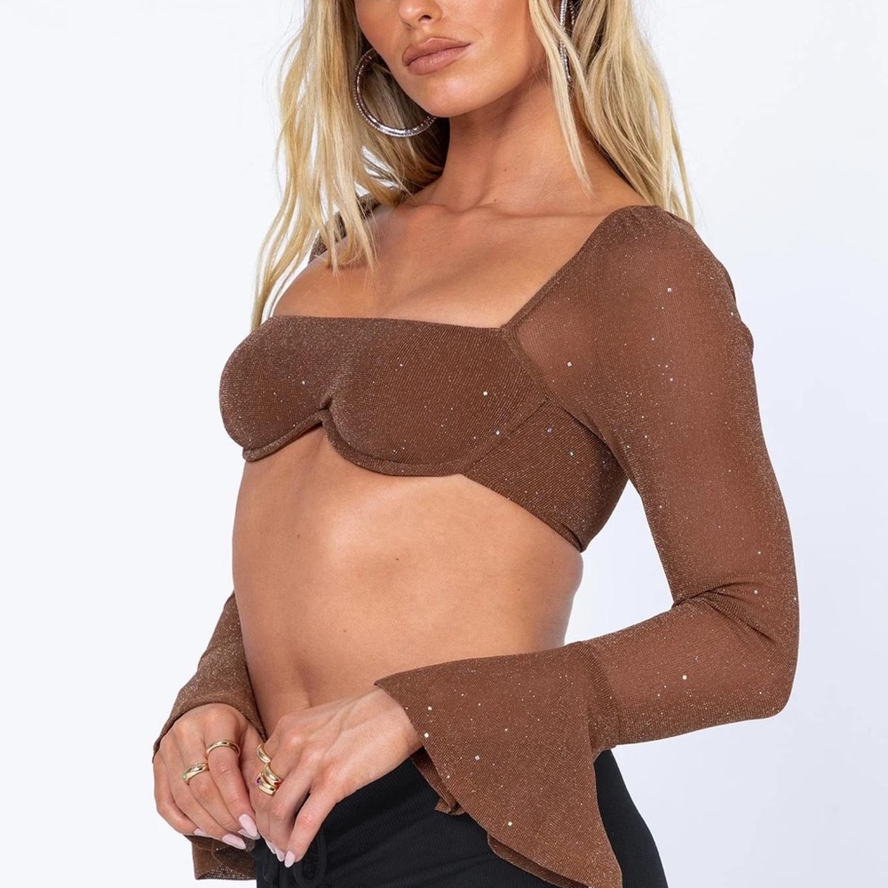 Princess Polly Brown Glitter Top & Skirt Set